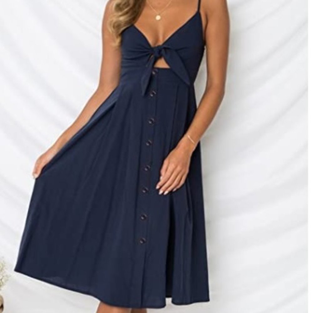 Ecowish Tie-Front Spaghetti Strap Dress
